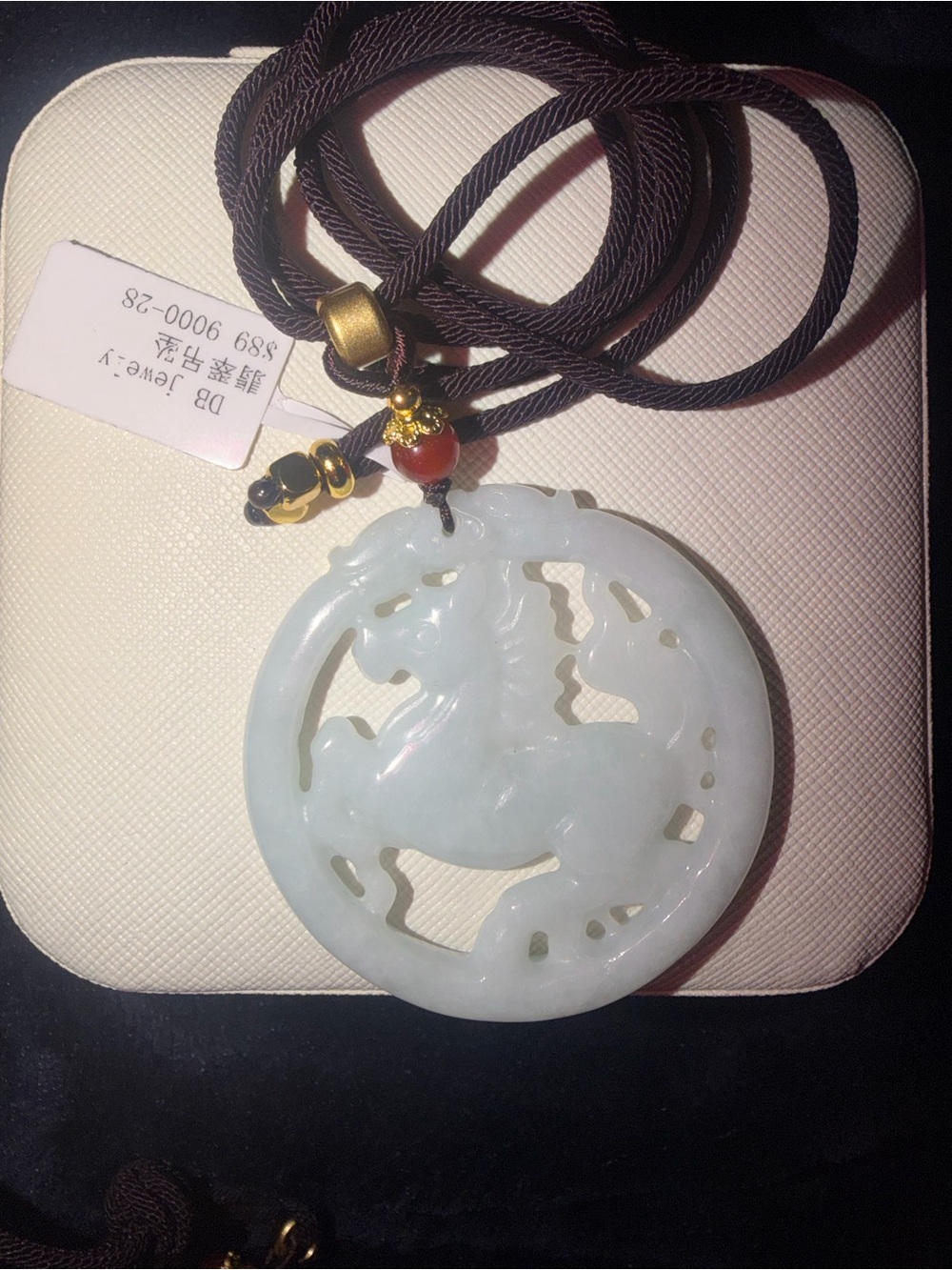 Natural Icy White Jadeite Carved Horse Pendant Necklace – Type A Jade
